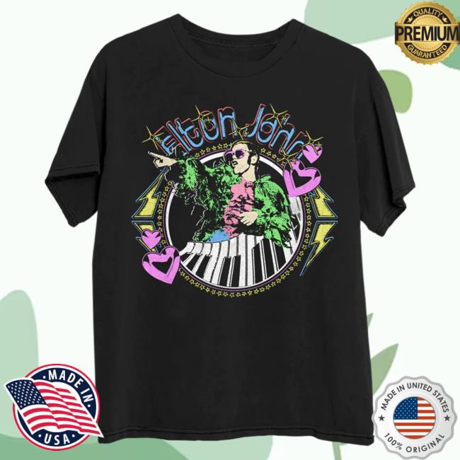 Elton John Merch Store Distressed Threshold Piano Hearts New T Shirt Elton John Merch Store Distressed Threshold Piano Hearts New T Shirt